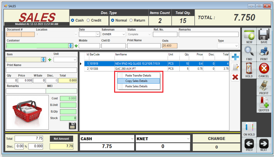 Copy Between Sales highlight