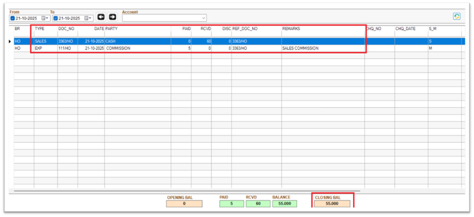 Sales Commission Option2 via right-click